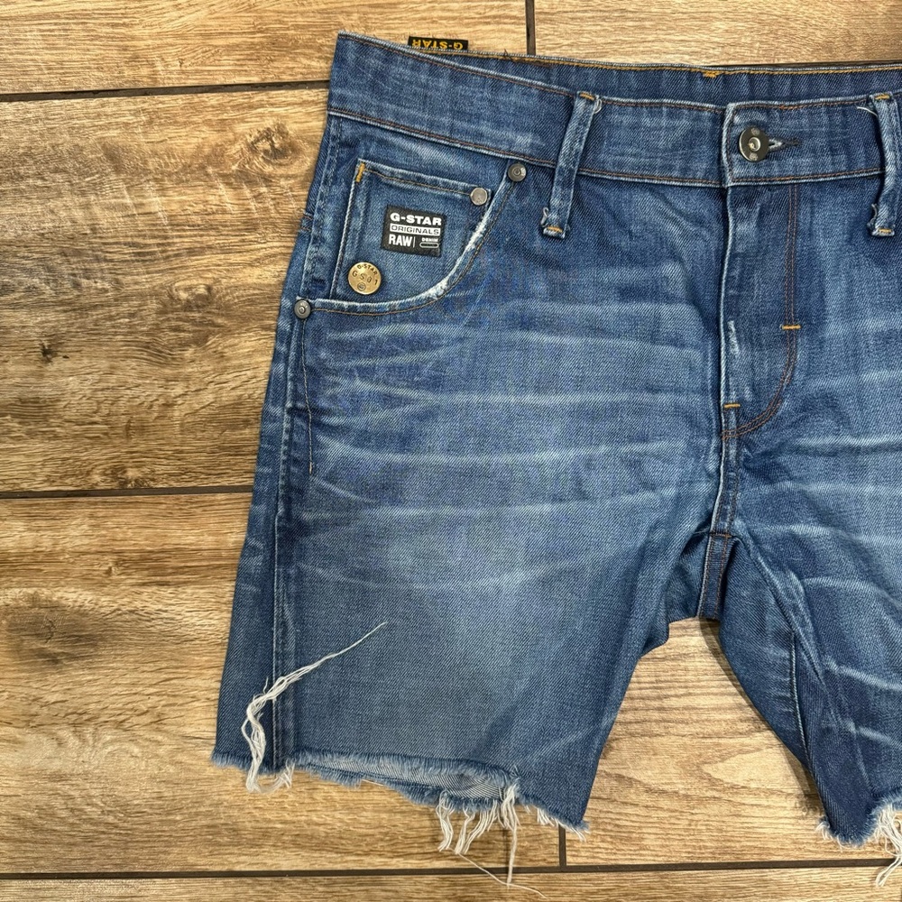 G-Star Originals RAW Denim Jeans Shorts Size 32 Distressed Shorts - Picture 3 of 14